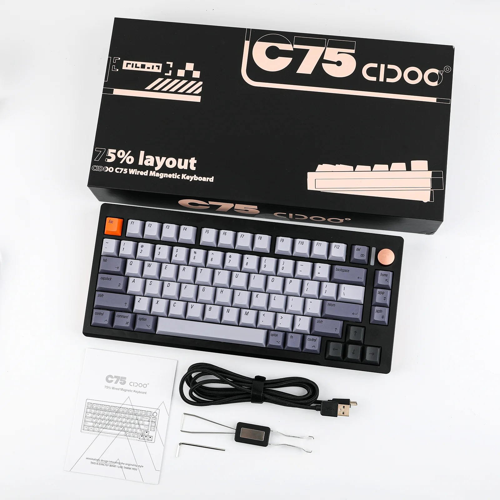 OEM CIDOO C75 Magnetic switch VIA Mechanical Rapid Trigger Keyboard 81 Keys Gasket triple mode matte switch cnc aluminum case