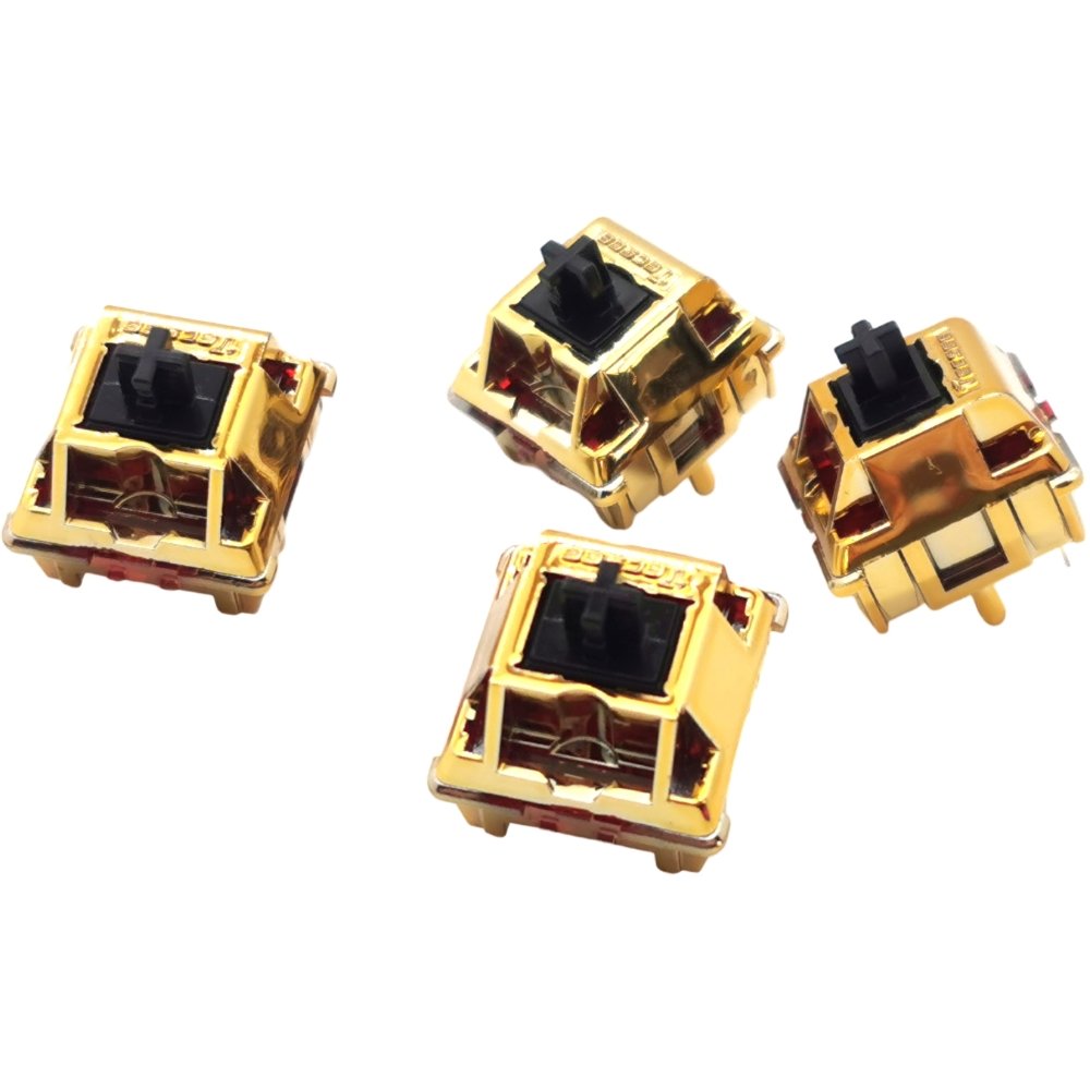 Tecsee gold PC housing metal coating personalized keyboard switch linear rod double gold spring 63.5G custom metal switch