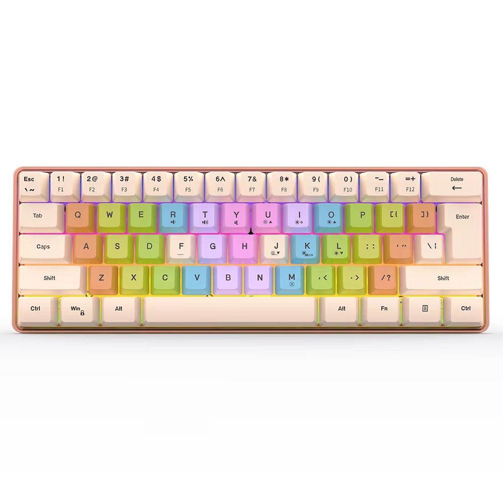 RGB Backlit Two-Color Wired Mechanical Gaming Keyboard Portable Waterproof USB 61 Standard Personalized 61 Keys for Laptop