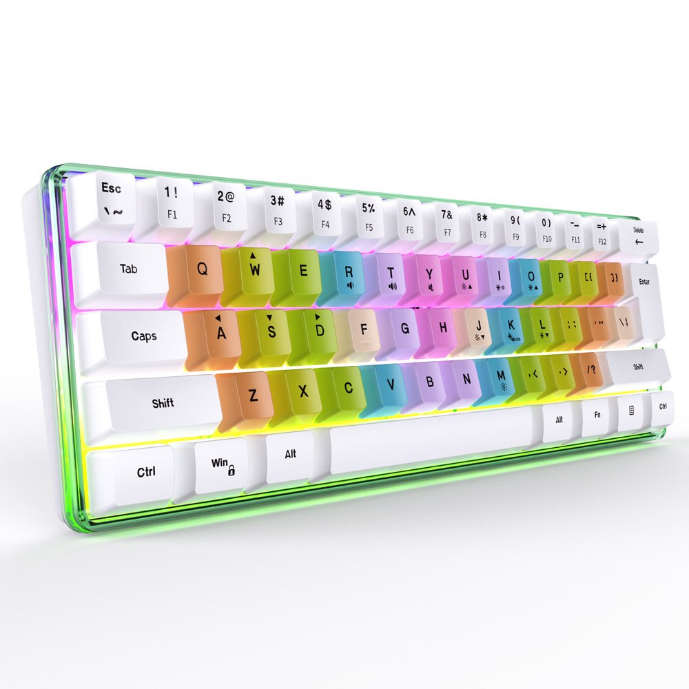 RGB Backlit Two-Color Wired Mechanical Gaming Keyboard Portable Waterproof USB 61 Standard Personalized 61 Keys for Laptop