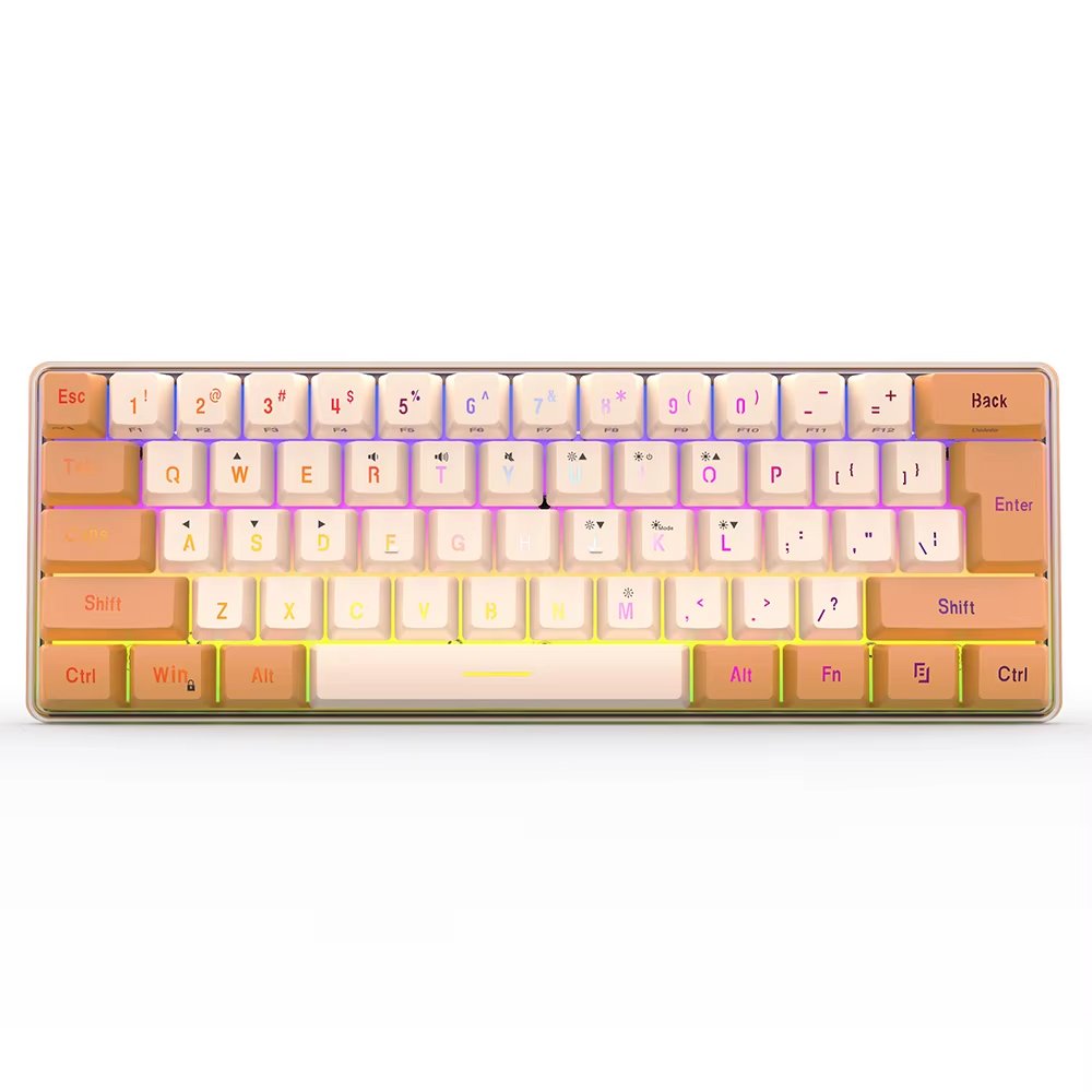 RGB Backlit Two-Color Wired Mechanical Gaming Keyboard Portable Waterproof USB 61 Standard Personalized 61 Keys for Laptop
