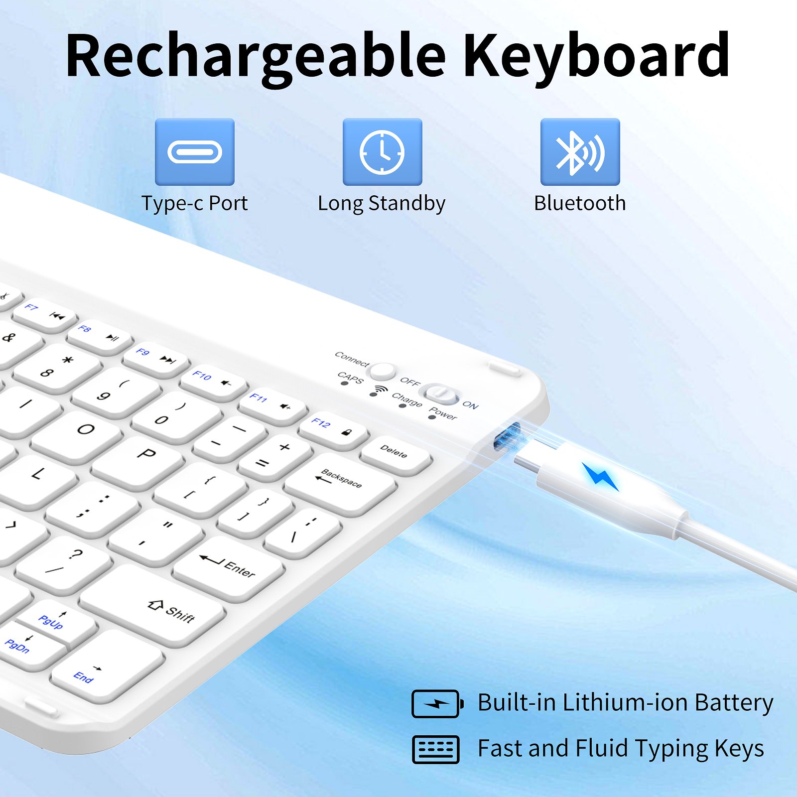 Kenke Rechargeable Keyboard Magnetic Case IPad 10.9 Inch Bluetooth Connected Tablet Cover with Pencil Slot for IPad Air 4th 5th