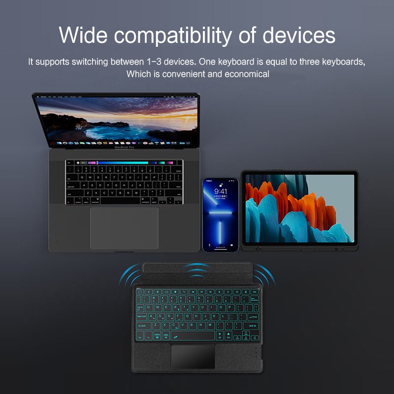 New for Samsung Galaxy Tab S7 Keyboard Case 11" - 7 Colors Backlit Keyboard - Slim Leather Folio Cover with S Pen Holder
