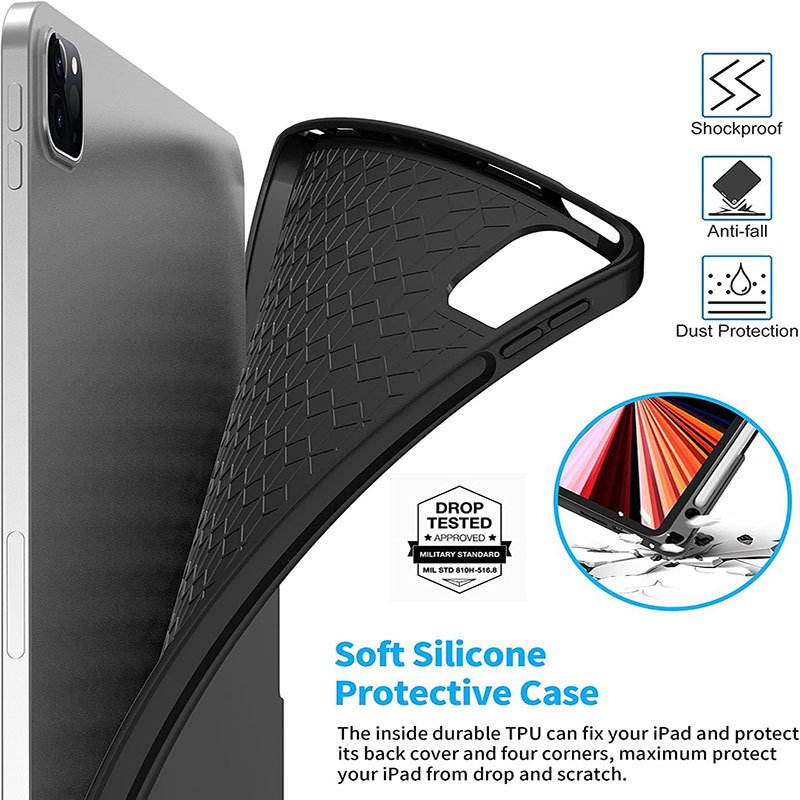 Fine quality 7-RGB backlit bt5.1 PU touchpad leather mobile keyboard case with pencil holder for ipad air 10.5 inch