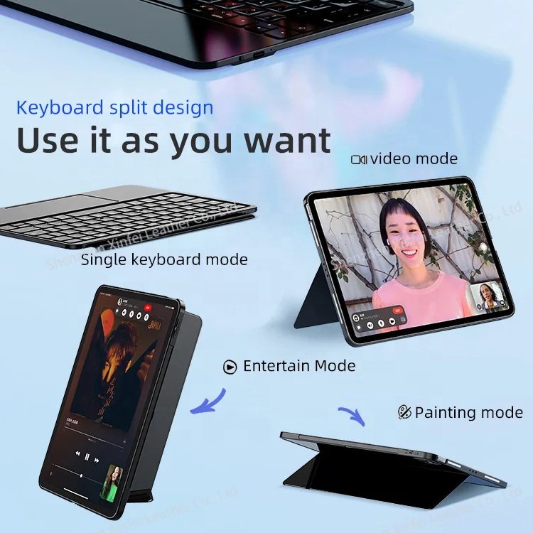 Smart Keyboard Cover Magnetic Separation Rotate Support With Backlight And Touchpad For Ipad Pro 11 12.9 Inches