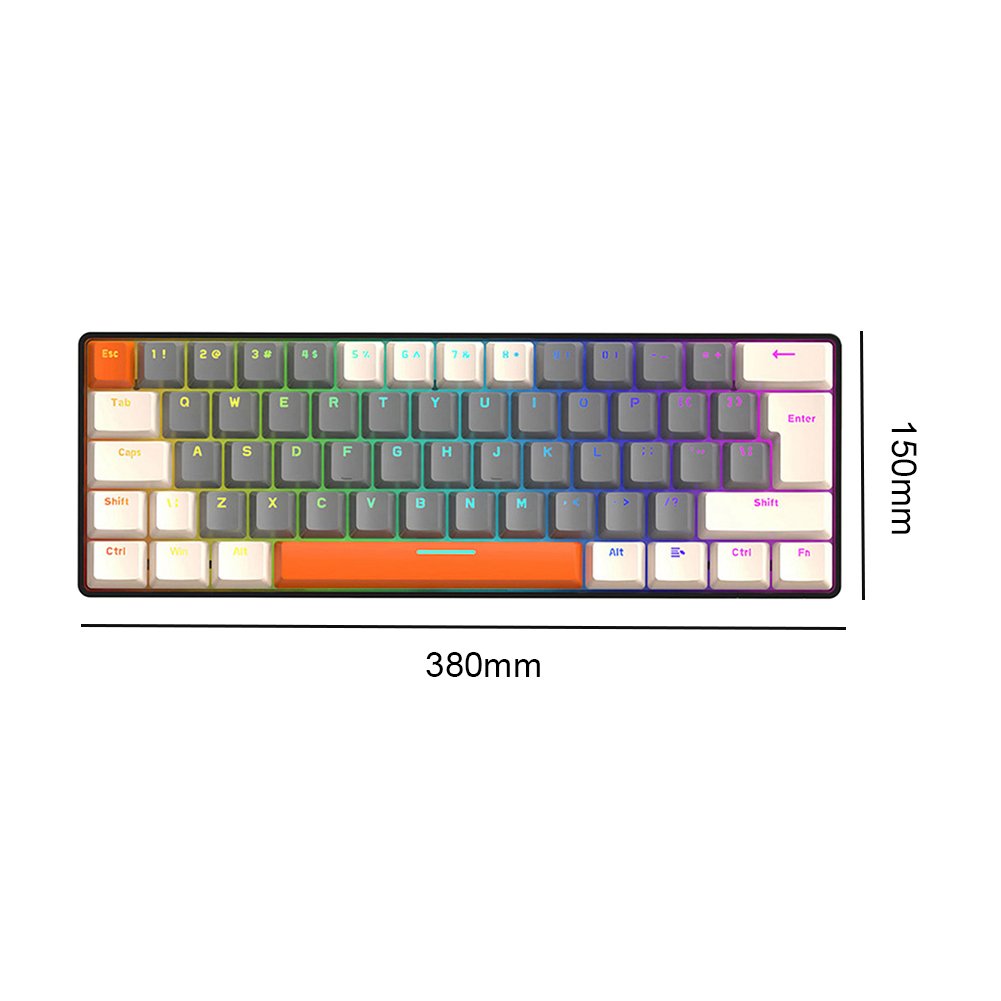 T60 Gaming Mechanical Keyboard 62 mix Keys Color Backlight Type-C Wired Gaming Keyboard 60% Ergonomics Keyboards For Gamer PC