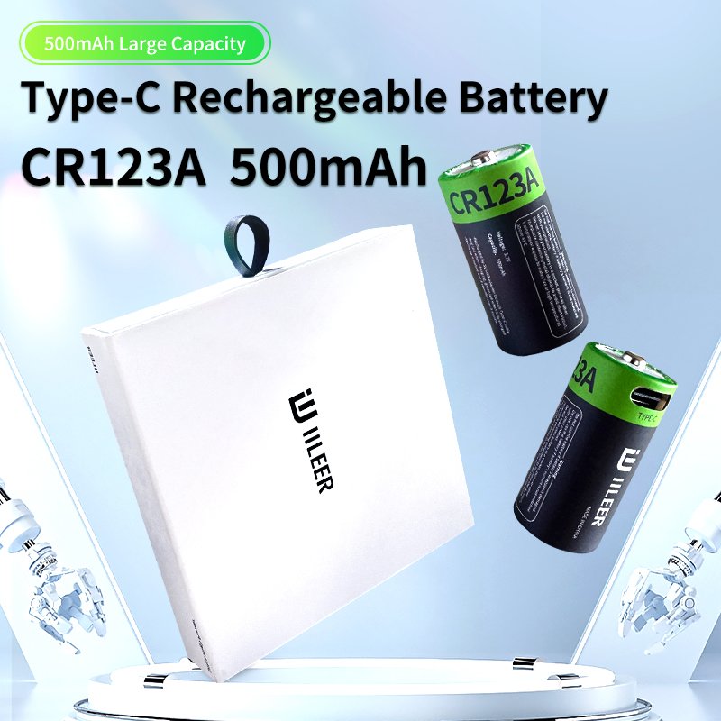 Good Quality 1850mWh CR123A USB TYPE-C Rechargeable USB Battery 3.7V 500mAh Li-ion Battery for Flashlight