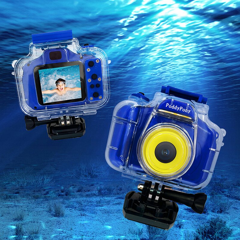 PoddyPony High Quality Kids Waterproof Camera for Girls Boys Age 3+ 500mAh Large Battery with HD Video Camera for Kids Gifts