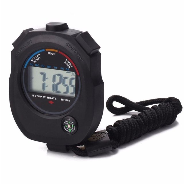 Waterproof Digital LCD Chronograph Timer Counter Built-In Compass Stopwatch Chronometer with Sports Alarm Electronic Organizer