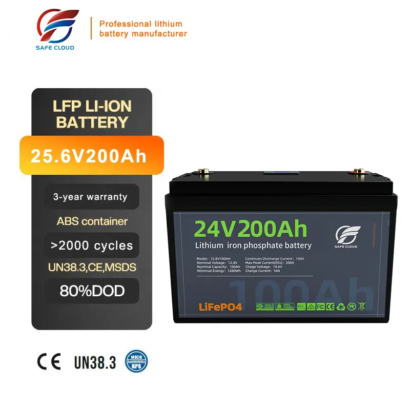 Custom 24V 100ah LiFePo4 Battery 24V 100Ah 200Ah 300Ah Lithium Battery 24V 100Ah 6000 cycles Caravan And Yacht Battery