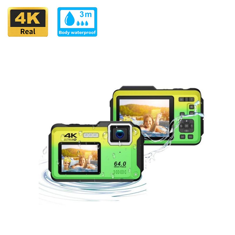 High Resolution 4K 30FPS Digital Zoom 18X 3M Body Waterproof Digital Camera Two 3.0\" 2.0\" Screens SD Card CMOS Manufacture