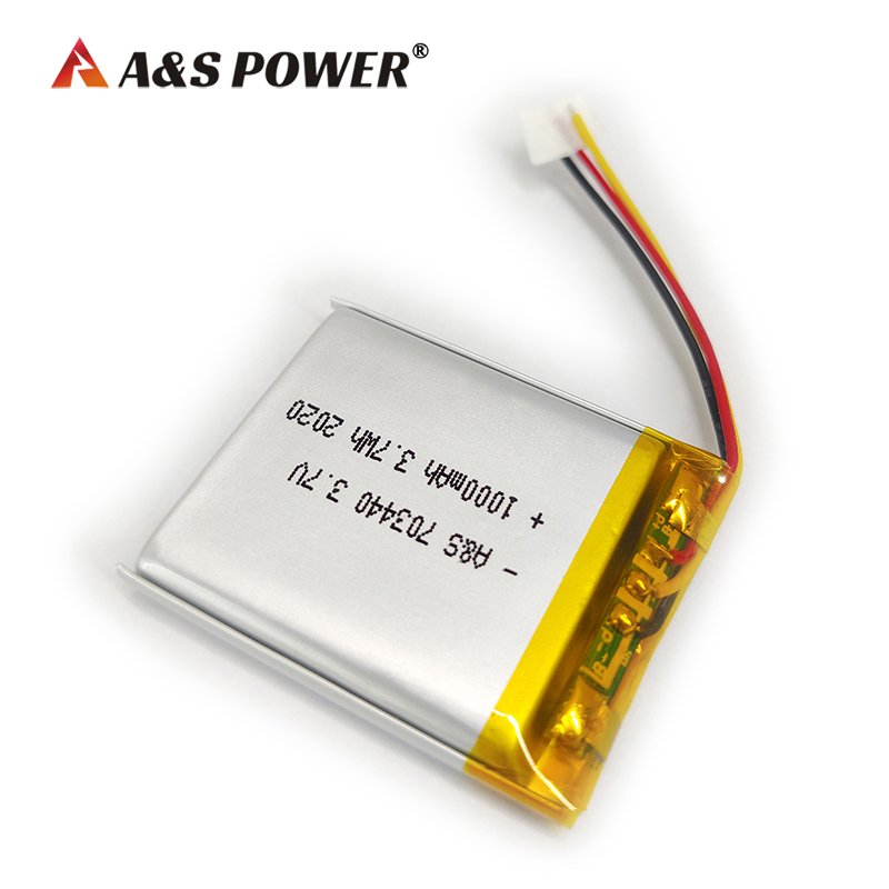 18 Years factory supplier High quality Rechargeable AS703440 3.7V 1000mAh Lipo Lithium polymer battery with NTC