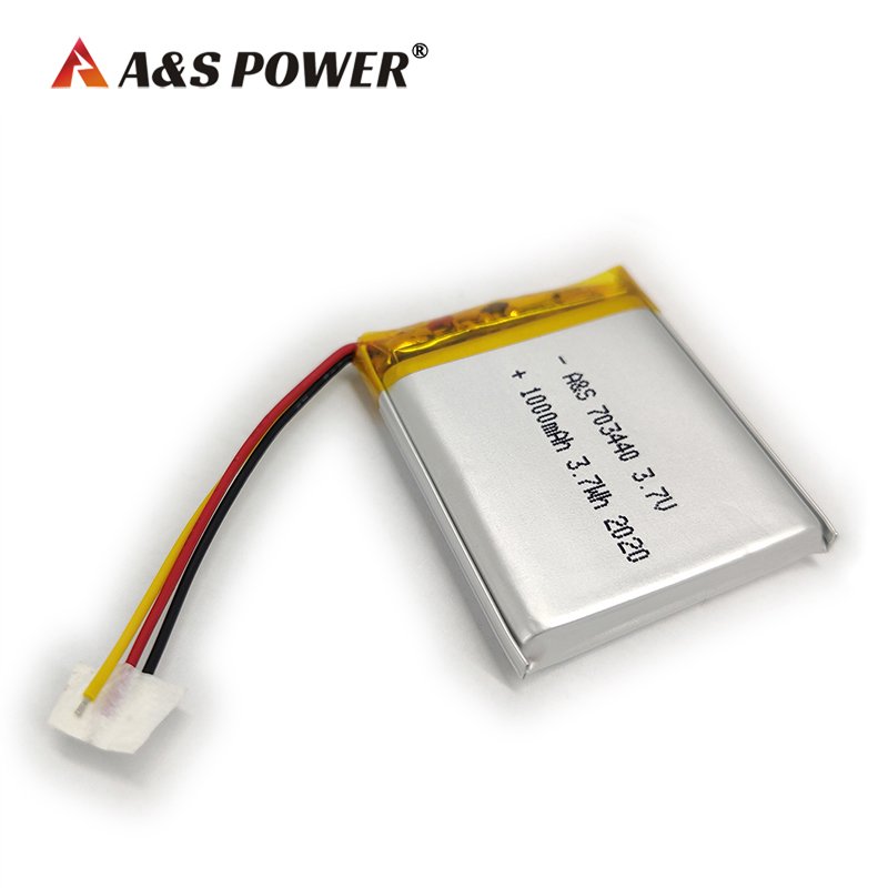 18 Years factory supplier High quality Rechargeable AS703440 3.7V 1000mAh Lipo Lithium polymer battery with NTC