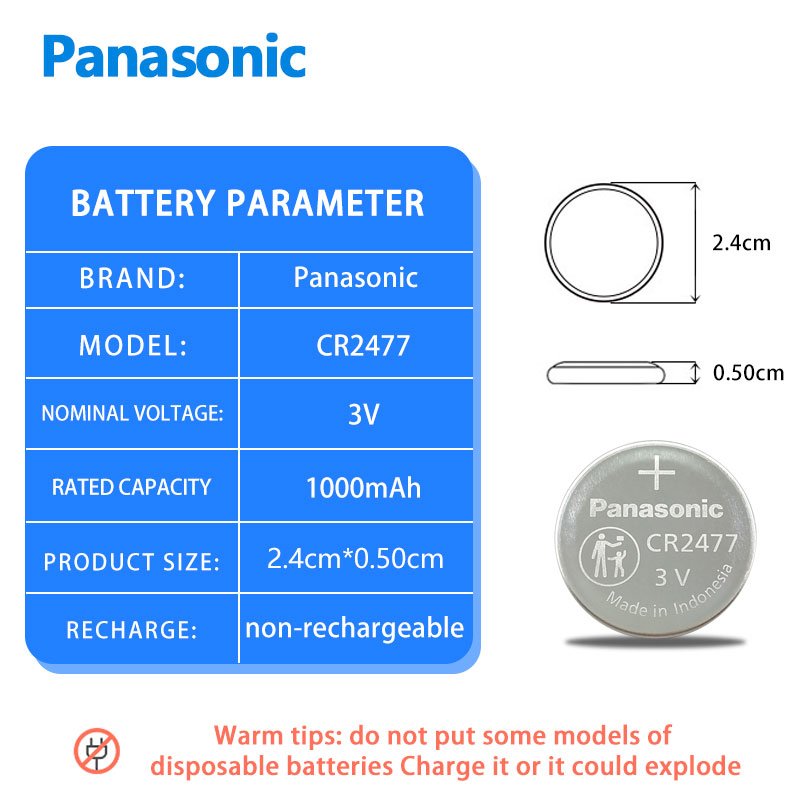 Panasonic CR2477CH/5B 3V Button cell For Personnel positioning card Digital tire pressure monitor battery