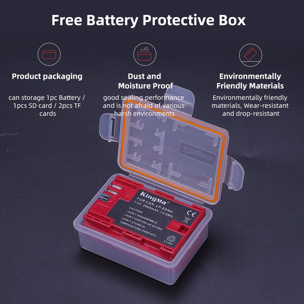 KingMa LP-E6NH Digital Rechargeable Li-ion Battery LPE6NH Battery LP-E6 for Canon 5D Mark II 7D M II EOS 60D 70D