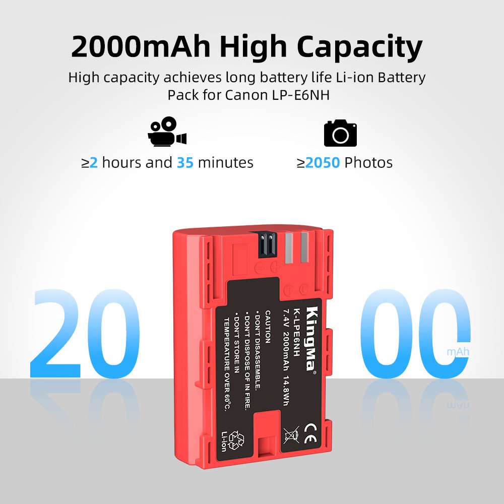 KingMa LP-E6NH Digital Rechargeable Li-ion Battery LPE6NH Battery LP-E6 for Canon 5D Mark II 7D M II EOS 60D 70D