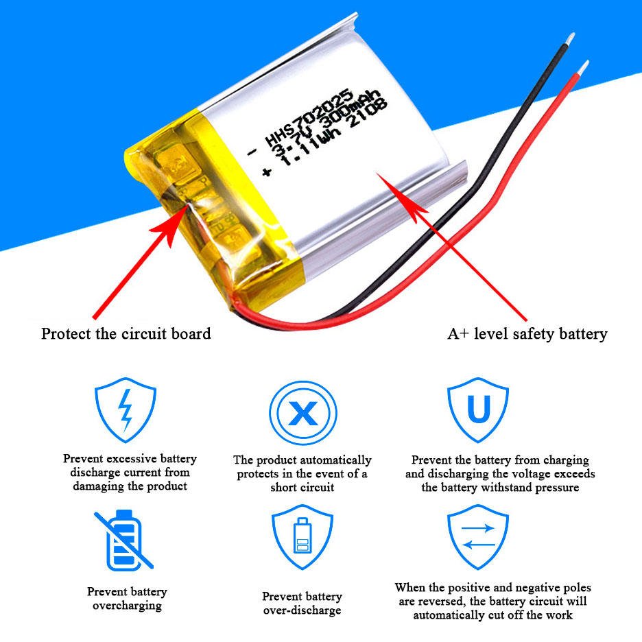 KC/UN38.3 CE certified 1265135 503035 3.7v Lipo Li Ion Battery Cells 600mah 10000mAh For Power supply smart watch Custom battery