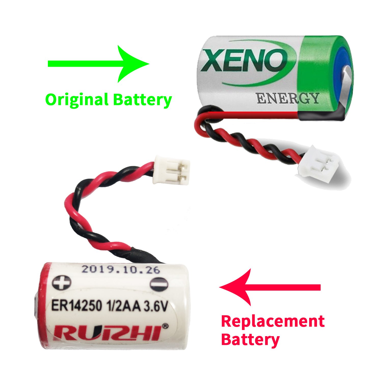 Ruizhi ER14250 battery replace Xeno 3.6V 1/2AA SB-AA02 Lithium Battery for VDO Digital Tachograph DTCO 13 PN LS14250-VDO