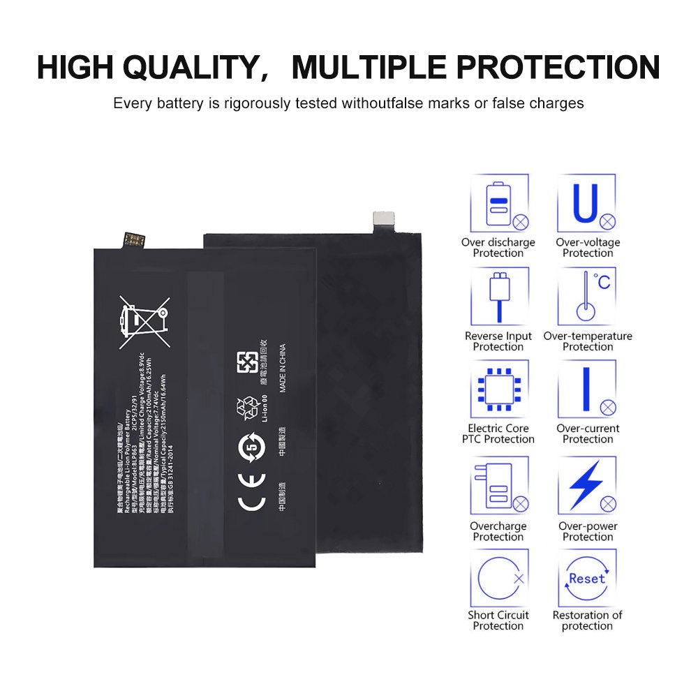 Factory Wholesale 7.74V 2150mAh Digital Phone Lithium-Ion Battery BLP863 For OPPO Reno 6 5G