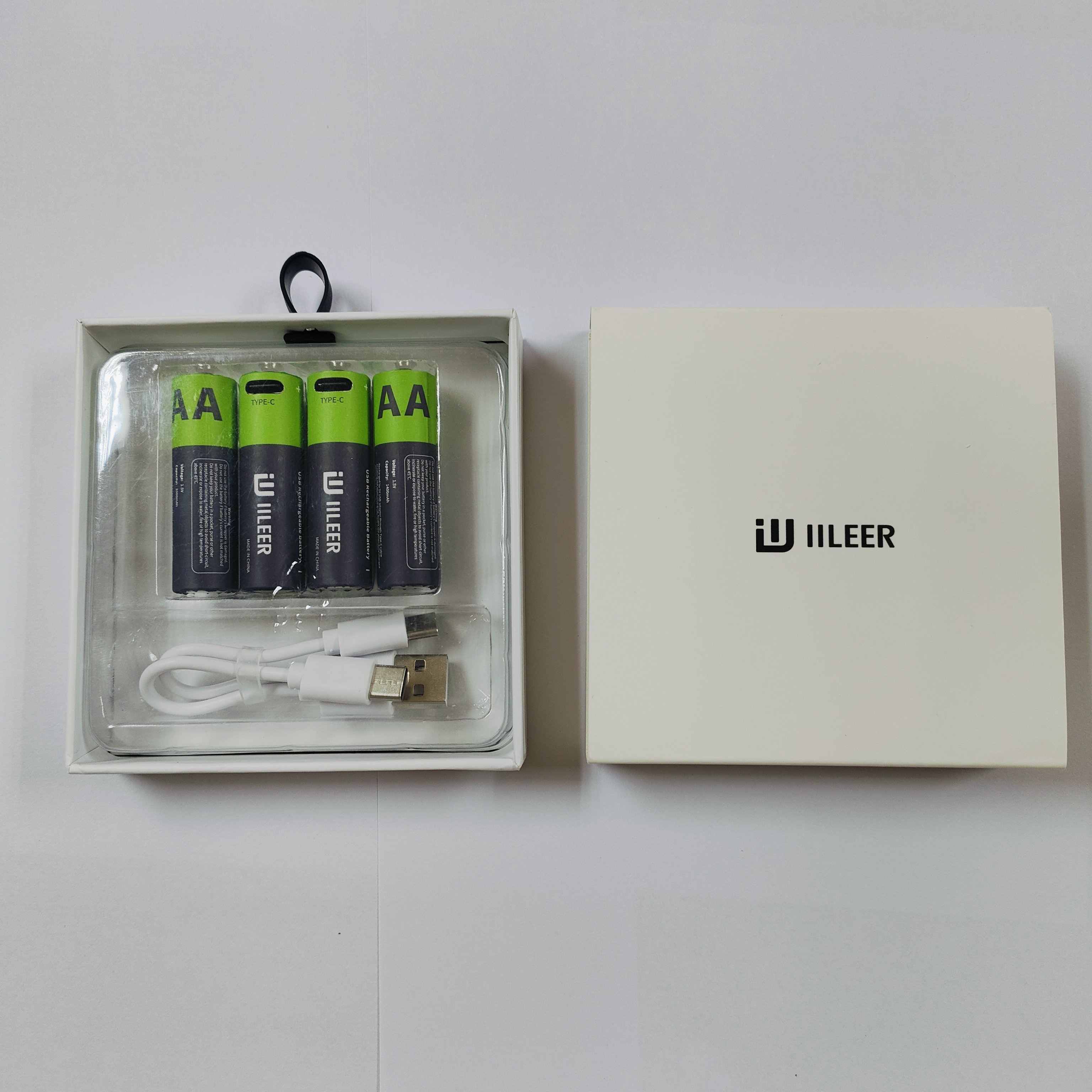 OEM Packaging AA AAA 9V 18650 CR123A CR2 14500 14250 10440 D C 7770mWh 1200 Cycles Rechargeable Lithium Battery With Type C Port