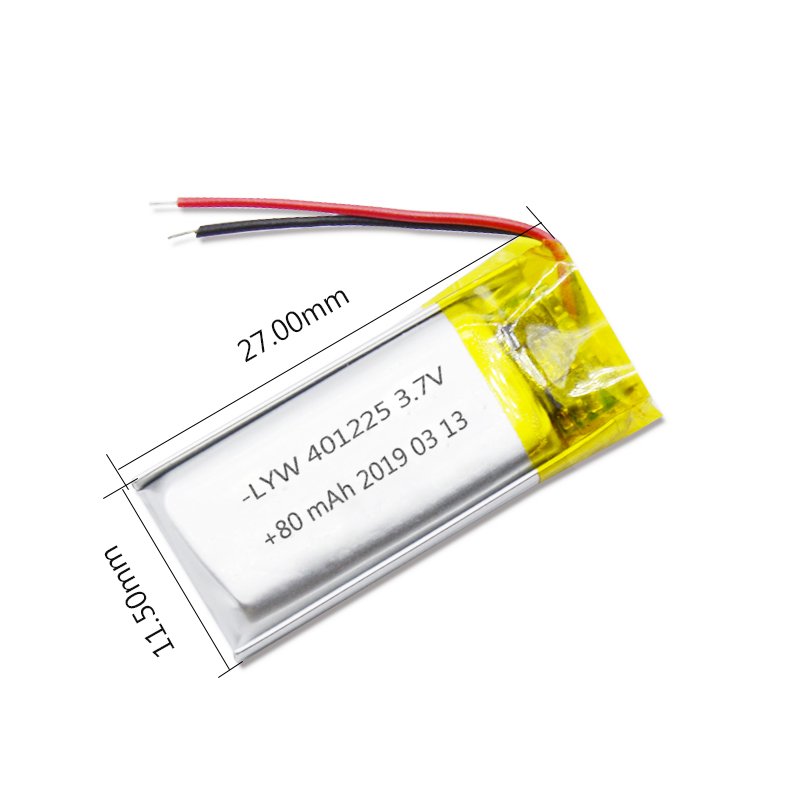 Original Authentic 3.7V 80mAh Lipo batteries customized size in 401225 rechargeable lithium ion batter for speaker battery