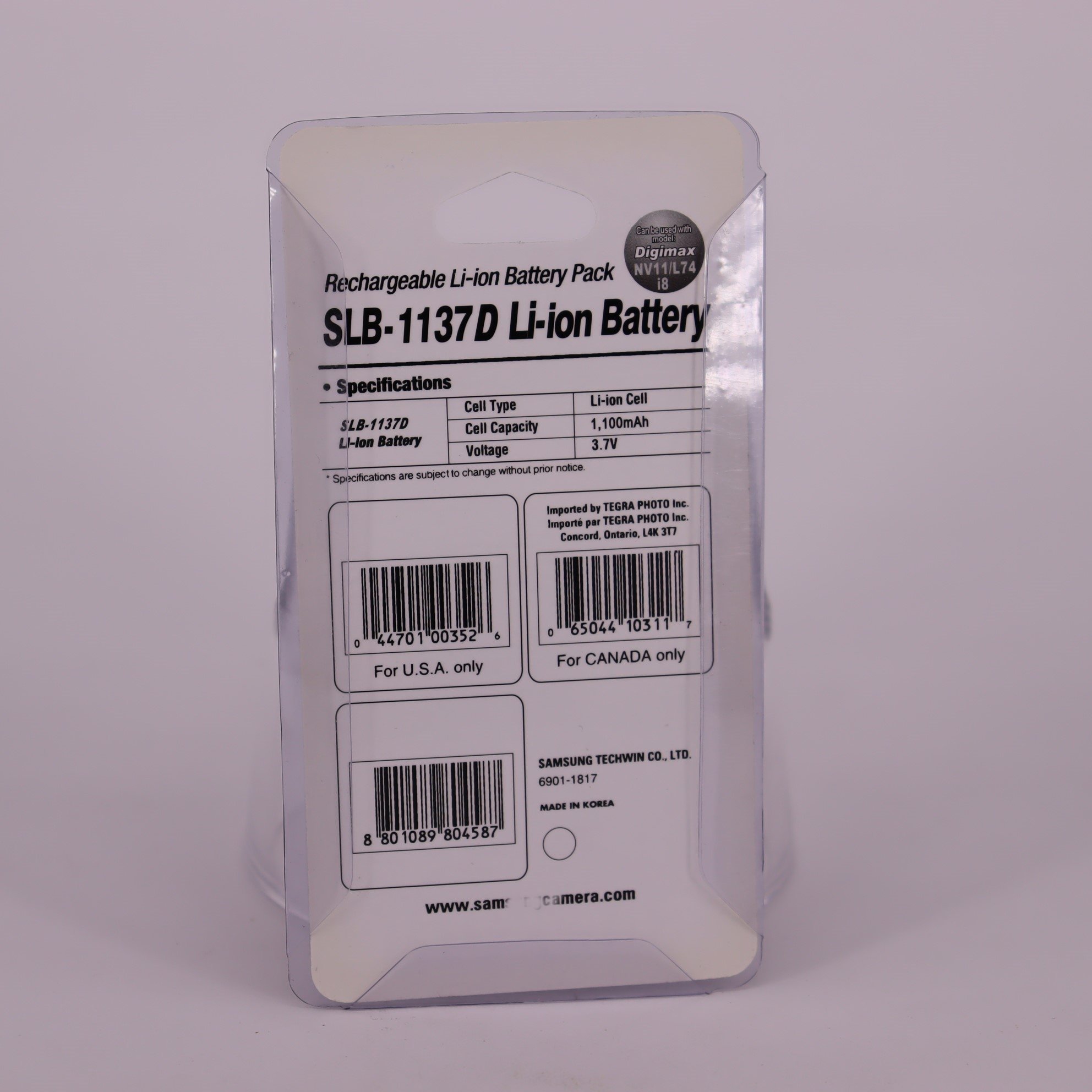 1137D rechargeable camera battery SLB-1137D Battery Cameras Suitable for digital camera NV11 NV30 NV103 NV106 lithium battery
