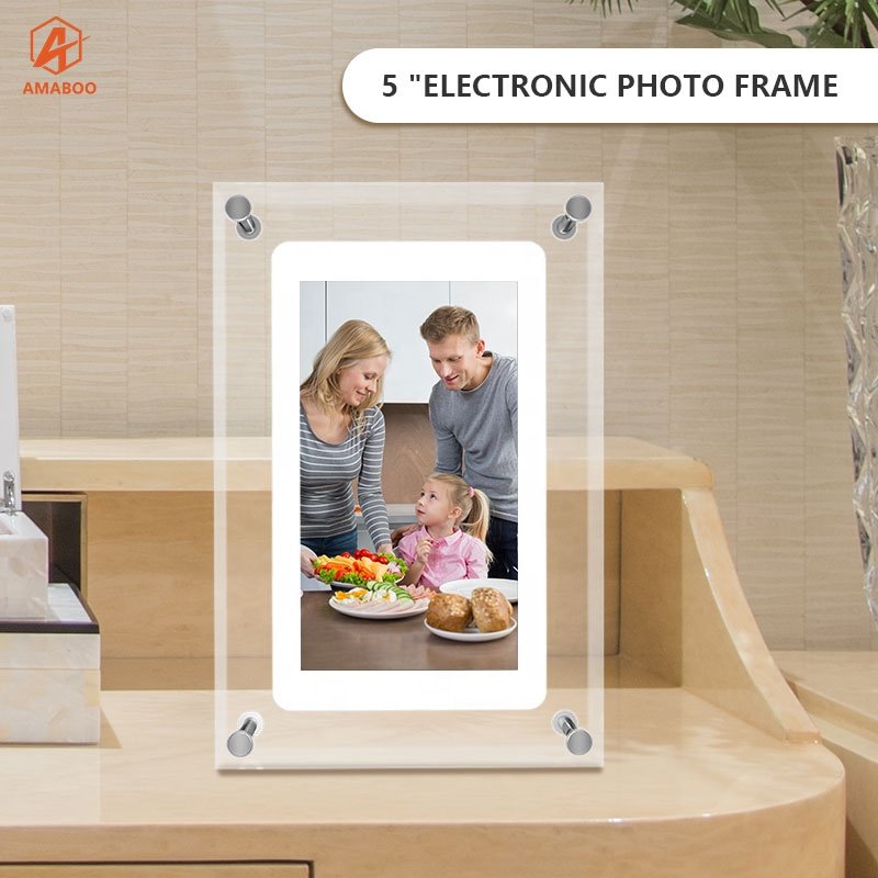 Drop shipping 5 inch Acrylic bulk digital photo frame with battery digital artwork frame