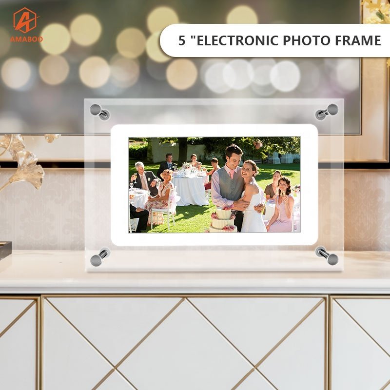 Drop shipping 5 inch Acrylic bulk digital photo frame with battery digital artwork frame
