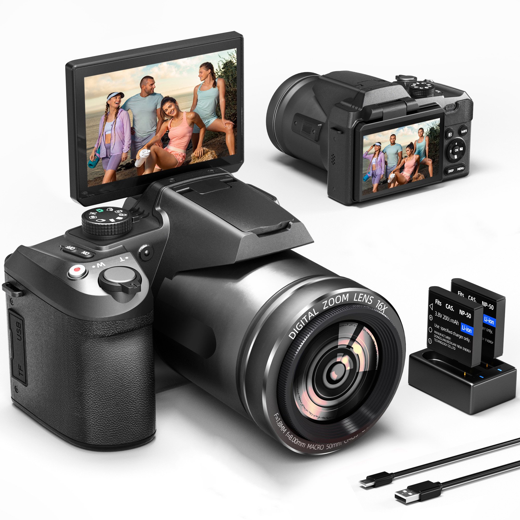 NBD professional 2024 New 3inch Flip Up Screen Compact Selfie Camcorder Retro Vlog 4K Travel Photography Digital Camera