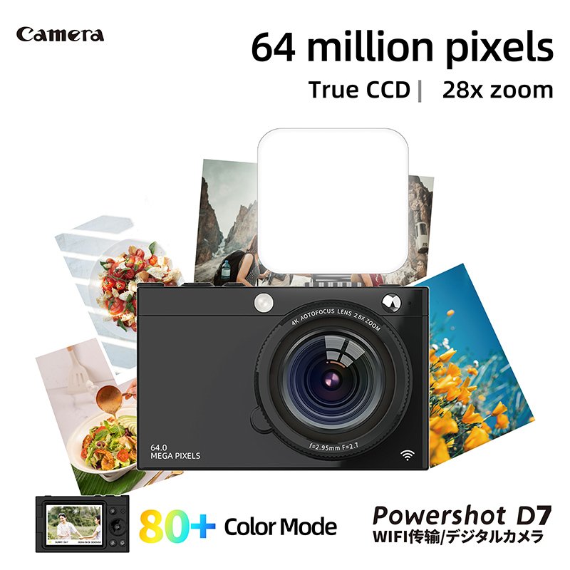 Digital Camera 64MP 28X Optical Zoom 1080P FHD Kids Camera Point and Shoot Camera Vlogging