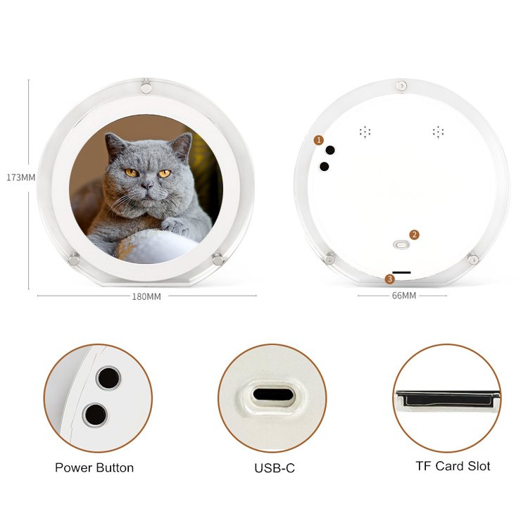 5 inch Round Digital Photo Frame With 2GB Memory 2000 mAh Battery Desktop LCD Acrylic Picture Frame