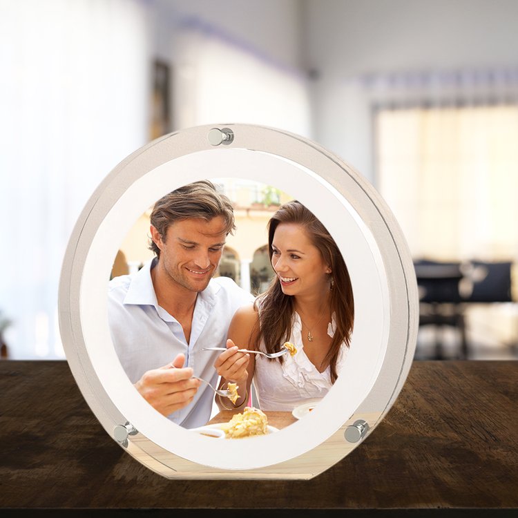 5 inch Round Digital Photo Frame With 2GB Memory 2000 mAh Battery Desktop LCD Acrylic Picture Frame