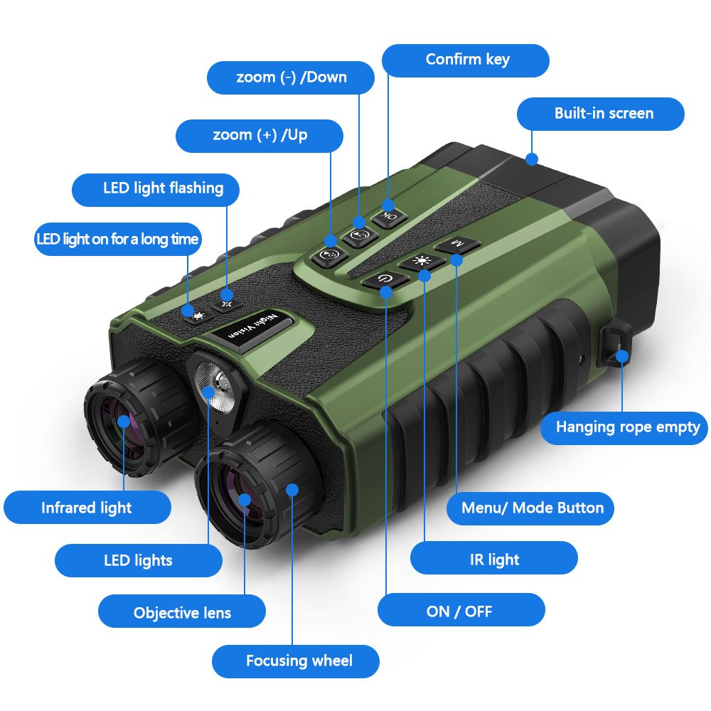 DT49 Full Color Night Vision Goggles 2.5K UHD 8X Digital Zoom 3' Screen 300m view in dark night vision binoculars hunting scope