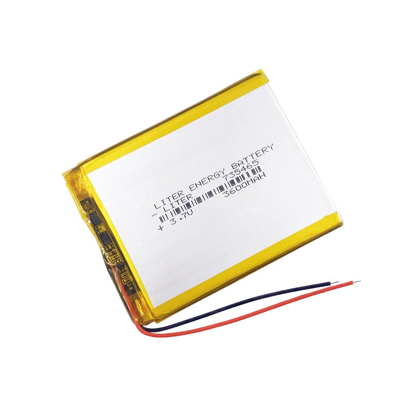 Custom 3.7 V 735465 3600mah lipo rechargeable lithium polymer battery with PCB