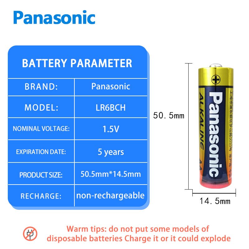 Panasonic 1.5V AA No. 5 Alkaline battery LR6BCH/B6 For Smart lock Digital camera children's toys