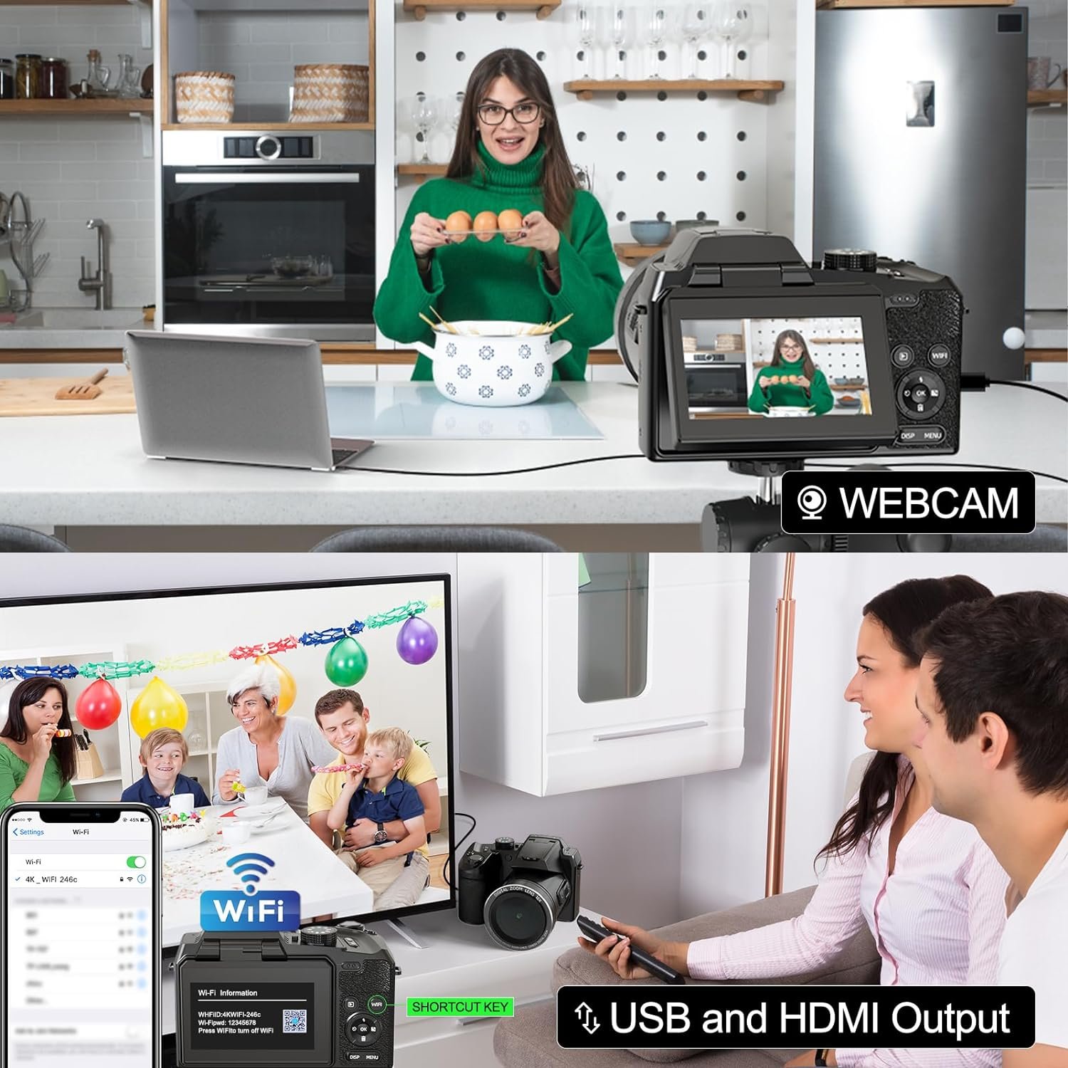 NBD New Design 4K Video Recording Imaging Processor Dual battery Live Streaming Webcam Vlog Digital Camera with 16x Zoom