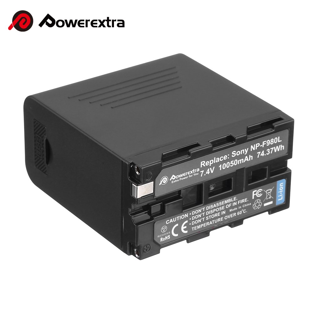 Powerextra Wholesale Lcd Display Usb Charge 10050mAh 7.4v Rechargeable Lithium npf970 Digital Camera Batteries For Sony