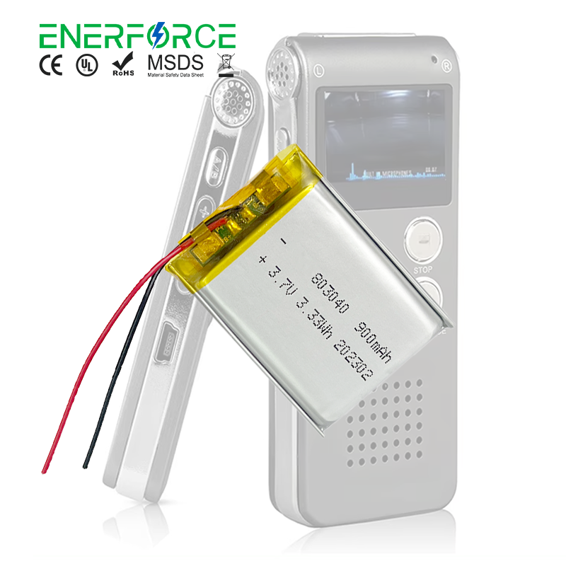 Enerforce 802040 803040 603048 Battery 3.7v 1000 mah 900mah 700mah Lithium Polymer Battery for Digital Voice Recorders