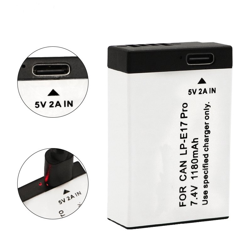 New Type-c charging Lp-e17 Lpe17 LP- E17Pro 1180mAh for Canon M3 M5 750D 760D 800D T6i T6s 8000D Kiss X8i