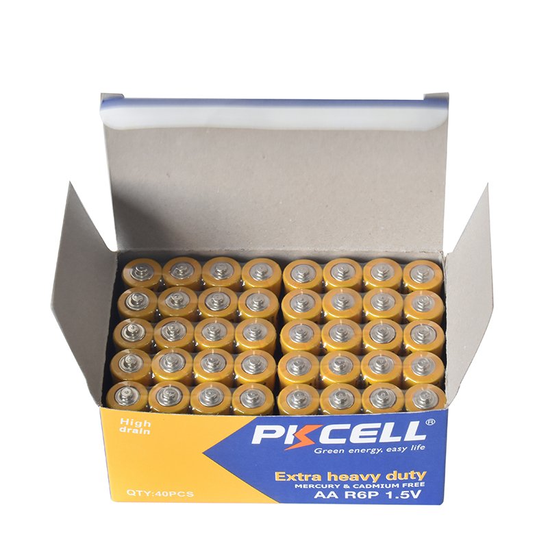 pkcell dry battery r6p 1.5v non rechargeable carbon zinc aa batteries