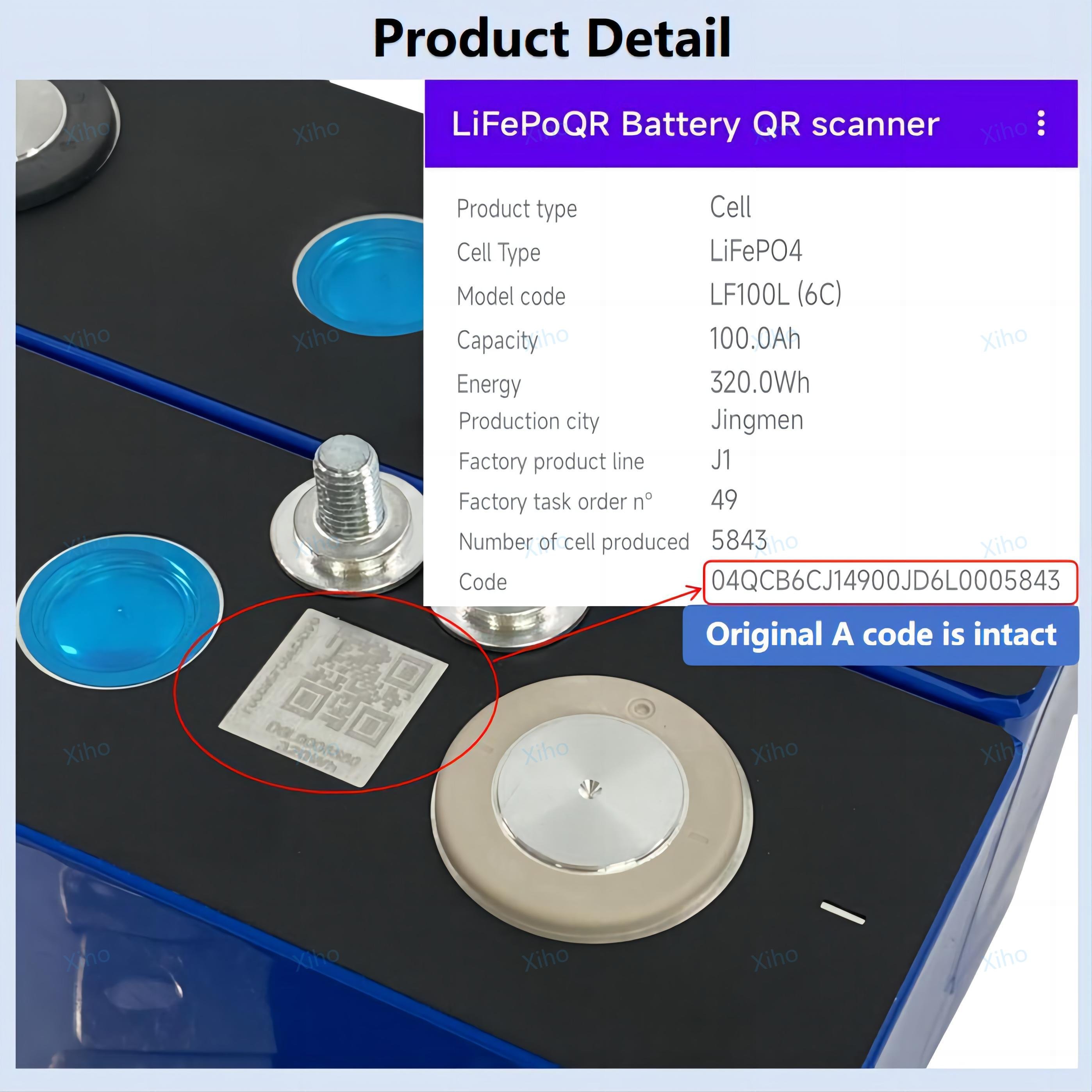 Xiho Ev LF100 100Ah Lifepo4 Battery 12.8V Lithium Prismatic Cells 3.2V 100Ah For 48V 100ah Lipo Battery Pack