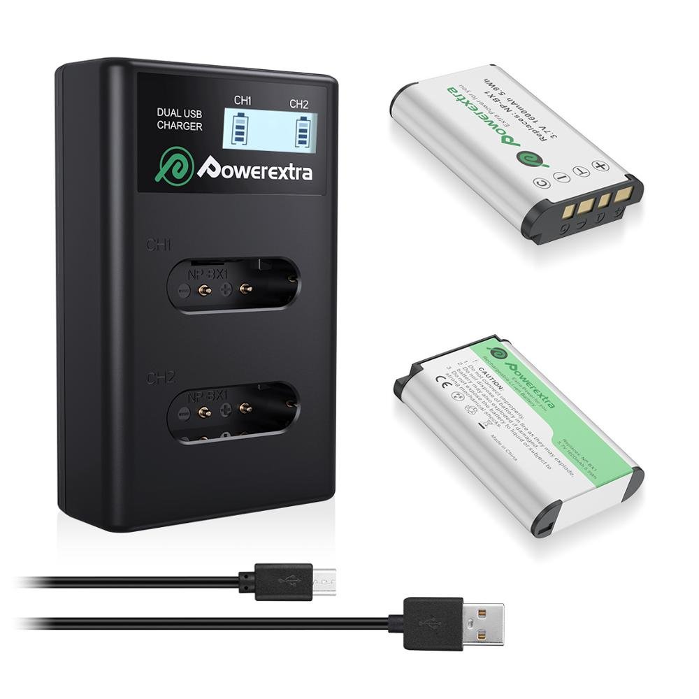 Powerextra Replacement Battery Np-Bx1 Npbx1 1600mAh 3.7V Digital Camera Lithium Ion Battery Rechargeable Set