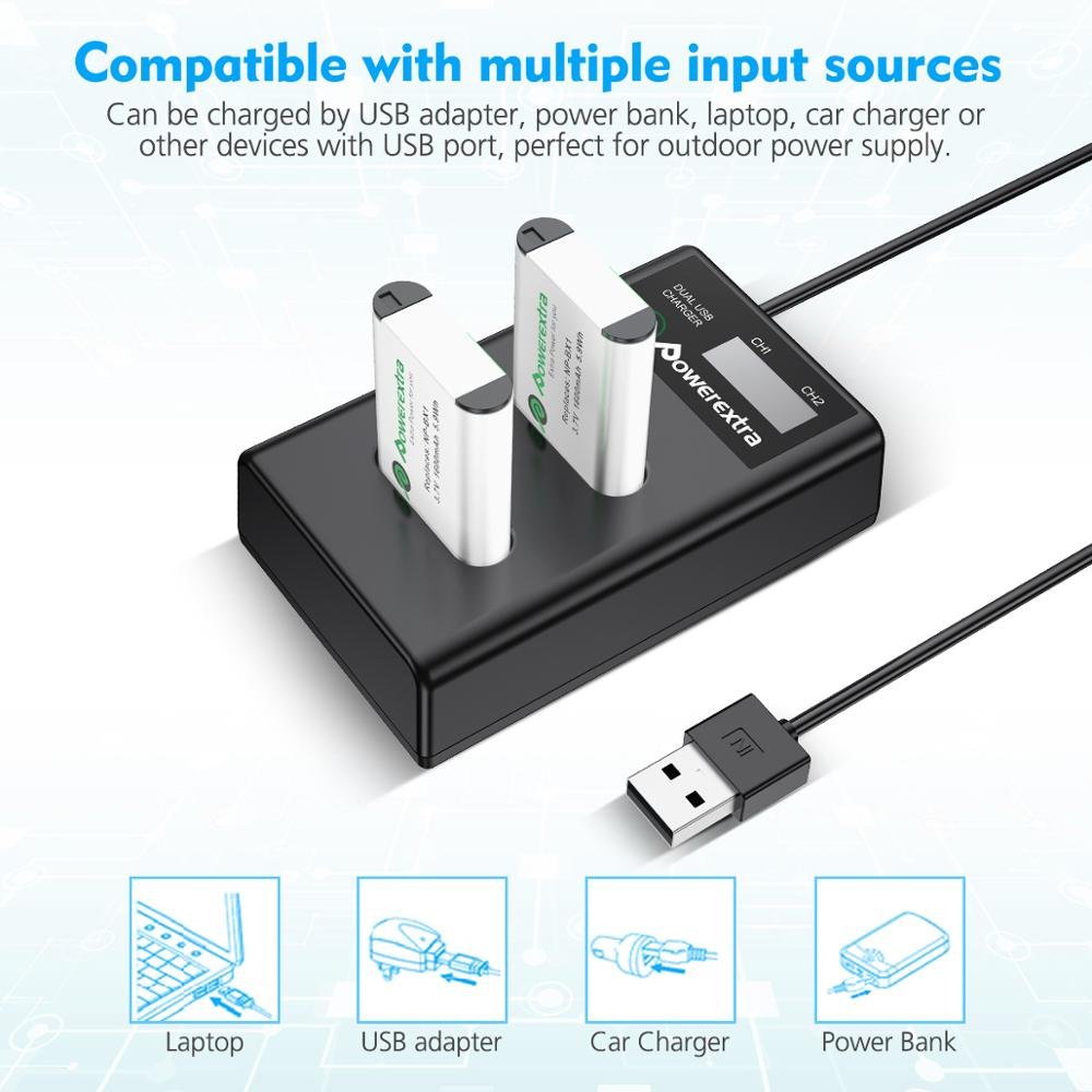 Powerextra Replacement Battery Np-Bx1 Npbx1 1600mAh 3.7V Digital Camera Lithium Ion Battery Rechargeable Set