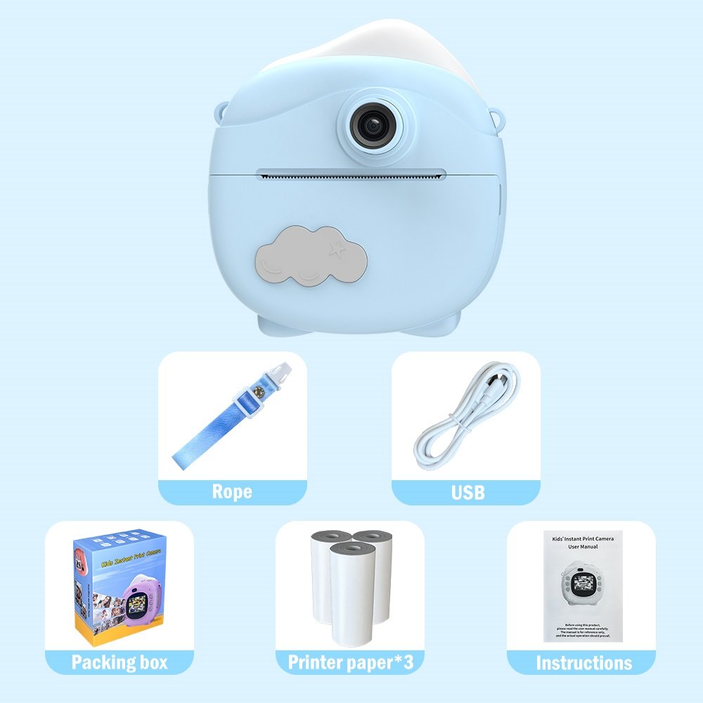 Kids Printing Camera Toys Children's Digital Print Cameras Cute Cartoon 1080P HD Instant Printer Mini Camera
