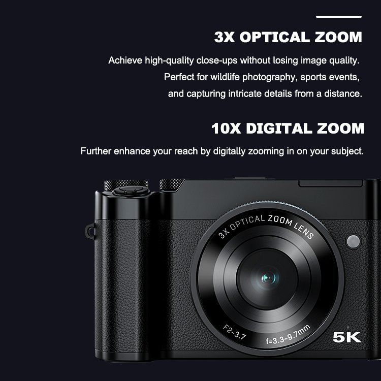 3X Optical 5K 64MP 2.8" mini professional retro compact video point and shoot video vlog camera 4k digital cameras