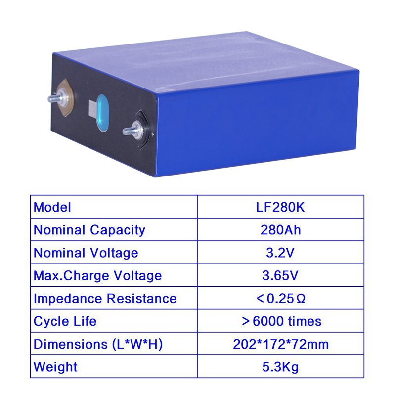 Ev A Grade LF280K lifepo4 Battery Cells 280Ah 8000 Cycle life 3.2V rechargeable lithium ion battery lithium phosphate battery