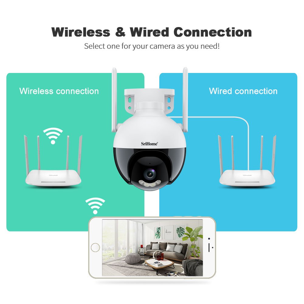 SriHome SH045 12V 1080p(1920*1080p) dual light sources 3x digital zoom two-way audio Indoor & outdoorWaterproof cctv wifi camera