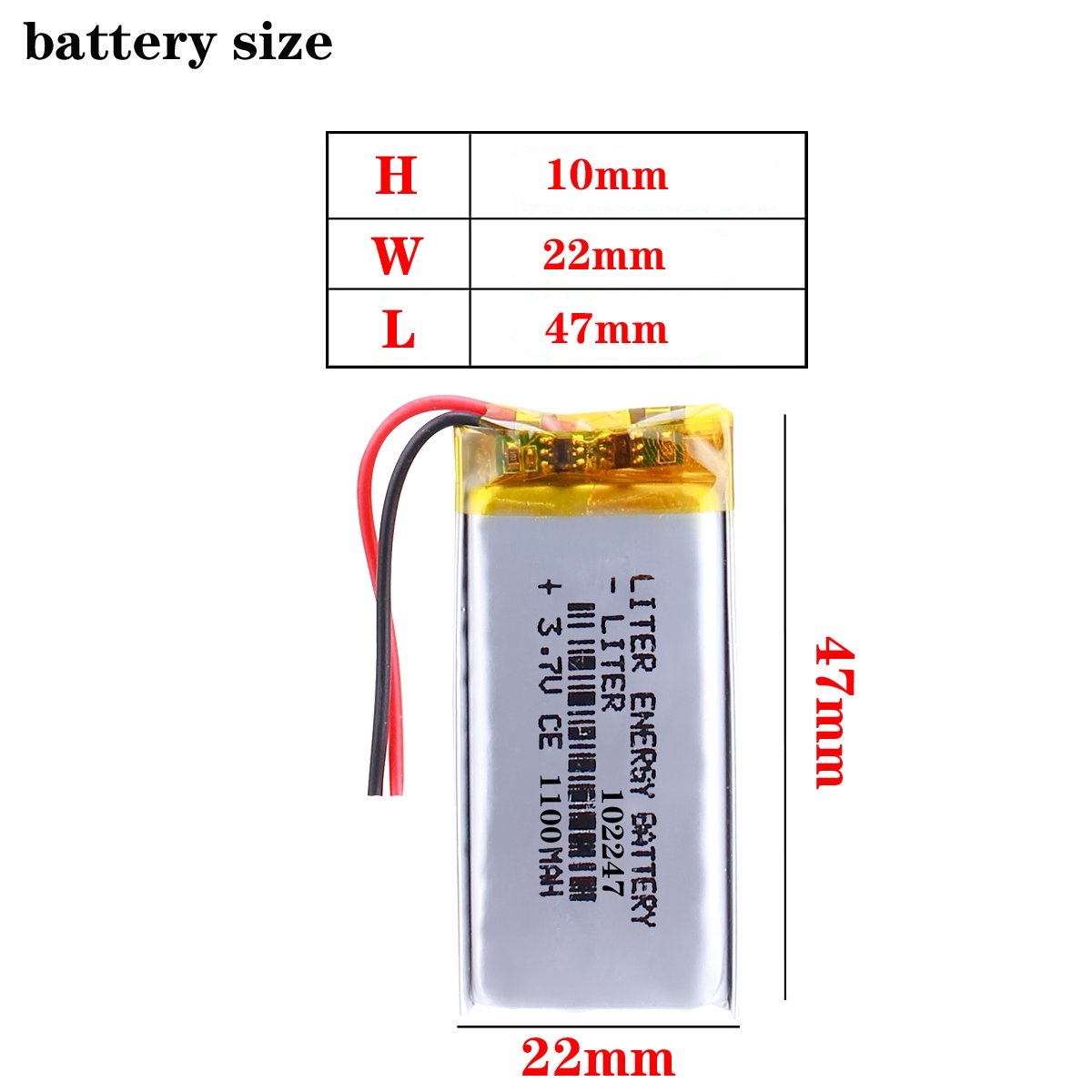 High Density Lithium ion 3.7V 1100mAh 102247 Rechargeable polymer lithium battery for Digital Devices