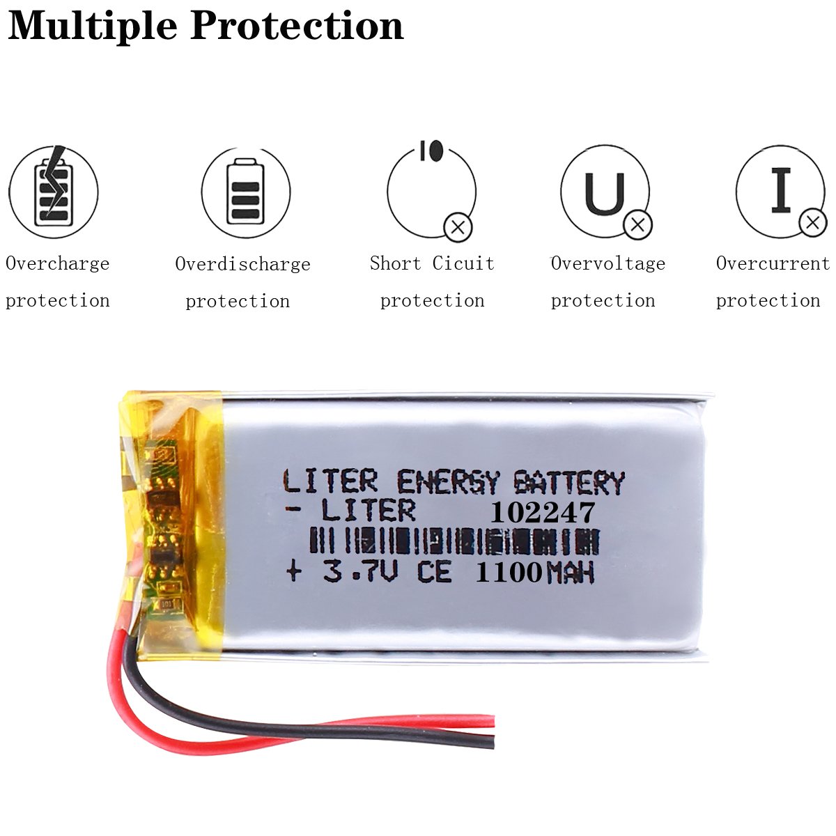 High Density Lithium ion 3.7V 1100mAh 102247 Rechargeable polymer lithium battery for Digital Devices