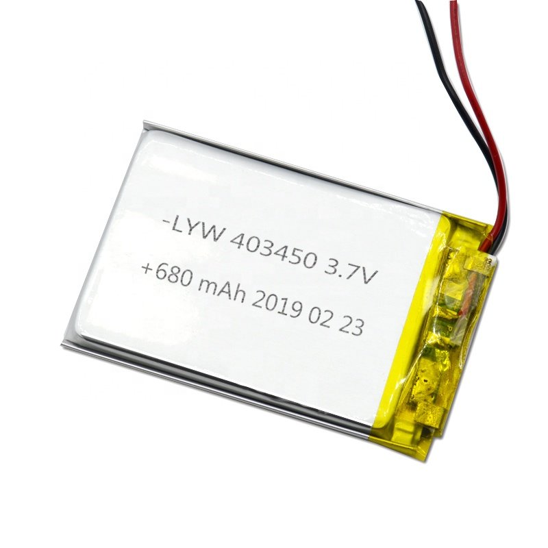 Customized professional high quality li ion polymer battery size in403450 3.7v 650 680 700mah lipo battery for electronic device